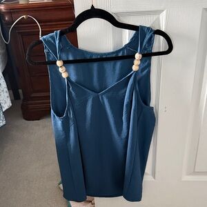 Cupshe Blue Sleeveless Blouse with Beads
